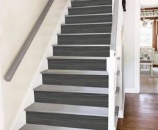 Stair Stickers, Pack of 13, Vintage Wood Grain Self-Adhesive Stair Stickers, 18 x 100 cm, Wood Look Stairs Decor, Kitchen Bathroom Tile Stickers, DIY Furniture Stickers (Dark Grey)