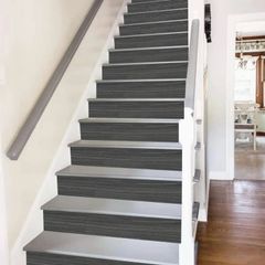 Stair Stickers, Pack of 13, Vintage Wood Grain Self-Adhesive Stair Stickers, 18 x 100 cm, Wood Look Stairs Decor, Kitchen Bathroom Tile Stickers, DIY Furniture Stickers (Dark Grey)