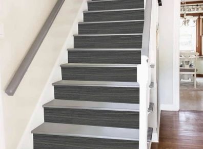 Stair Stickers, Pack of 13, Vintage Wood Grain Self-Adhesive Stair Stickers, 18 x 100 cm, Wood Look Stairs Decor, Kitchen Bathroom Tile Stickers, DIY Furniture Stickers (Dark Grey)