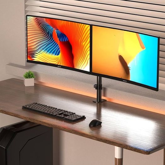 NEW SALE | Dual Monitor Mount, Double Monitor Arm for 13-32 inch LCD LED Screens, Tilt Swivel Rotation Height Adjustable PC Monitor Arm Desk Mount up to 10kg VESA 75/100mm Monitor Stand