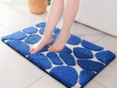 Microfibre Bath Mat 50x80 CM, Ultra Soft Bathroom Mat, Cobblestone Bath Mats for Bathroom, Living Room and Bedroom, Royal Blue & White