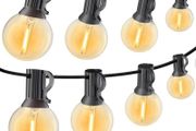 Outdoor Festoon Lights Mains Powered 5.5M/18FT, Waterproof LED String Lights with 11 G40 Plastic Bulbs, Connectable Warm Light Patio String Lights for Garden, Porch, Christmas Party (FREE POSTAGE)