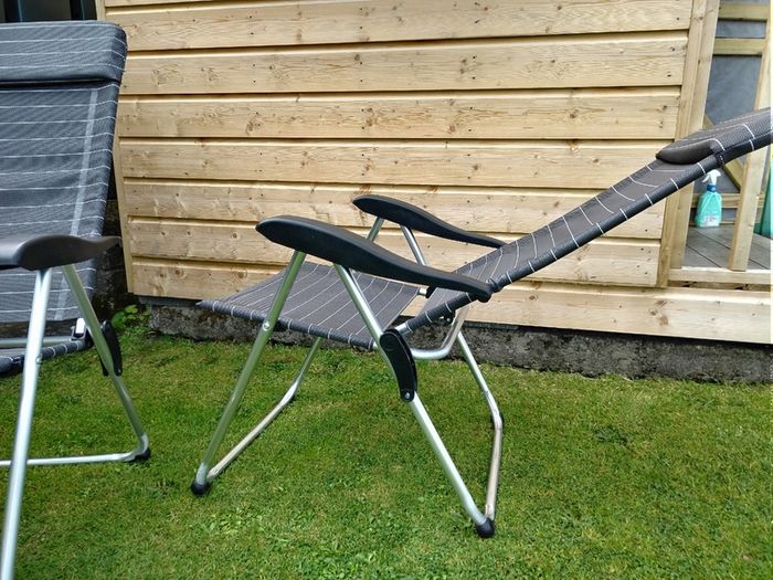 Set of x2 Garden Chairs and x2 Small Glass Top Tables