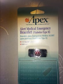 Diabetic type 2. Medical alert bracelet