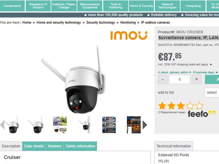 IMOU Cruiser Surveillance camera, IP, LAN, Wi-Fi, outdoor