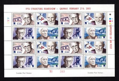 2005 Ireland IPTA Roadshow Galway February 27th 2005 Commemorative Stamps Exhibition Souvenir on 2004 Nobel Sheet Mint Never Hinged (MNH) Number 263