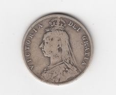 1888 Half Crown, 2/6, 92.5% Silver, Victoria Jubilee Head, Coin ( no. 464)