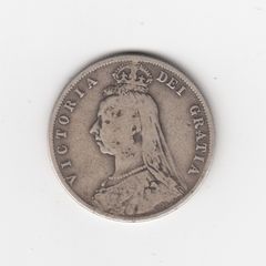 1888 Half Crown, 2/6, 92.5% Silver, Victoria Jubilee Head, Coin ( no. 464)