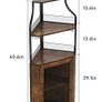 4-Tier Corner Bar Cabinet, Industrial Freestanding Wine Storage Sideboard with Doors and Glass Holders, Adjustable Shelf & Anti-Tipping Devices, for Home Bar, Kitchen, Living Room, Rustic Brown Image 2