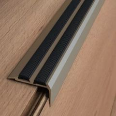 Stair Nosing With Rubber Insert Anodised Aluminium 35mm X 19.5mm X 1000mm