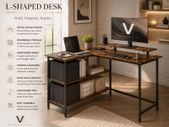 L-shaped desk with 2 drawers vintage brown