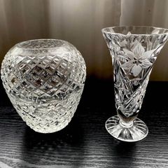 Two Crystal Vases - lightly chiped Showed at the pic