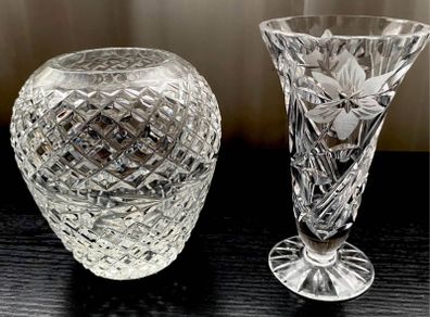 Two Crystal Vases - lightly chiped Showed at the pic