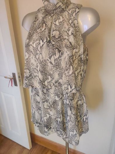 River Island Grey Snake Print High Neck Tiered Playsuit size UK10 EU36 Perfect condition Postage included