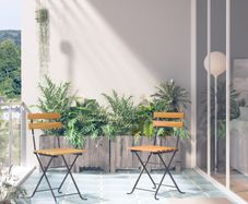 Folding Garden Chairs 2 pcs Steel and Solid Acacia Wood