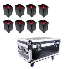 Q-Led Lighting Q4IP+ Uplights with Charging Flightcase (Case Of 8)