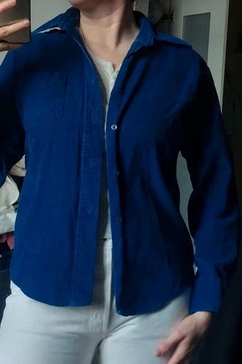 Vintage Royal Cobalt Blue Corduroy Shirt / Unisex SIZE M