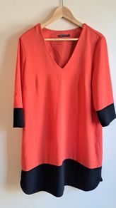 M&S Orange and Black Shift Dress Size 16