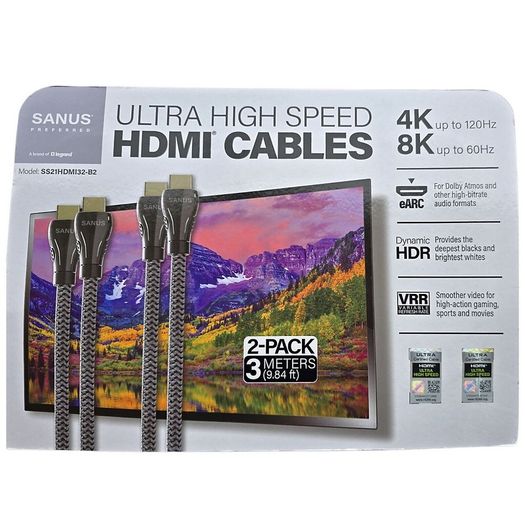 2 x Sanus 8k HDMI cables