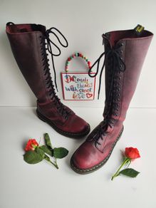 Dr Martens tall zip 20 eye boots knee hole burgundy 1B60 High UK6.5 EU40 US8.5
