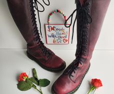 Dr Martens tall zip 20 eye boots knee hole burgundy 1B60 High UK6.5 EU40 US8.5