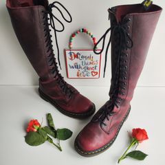 Dr Martens tall zip 20 eye boots knee hole burgundy 1B60 High UK6.5 EU40 US8.5