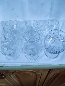 6 x Vintage 275ml Tutbury Lead Crystal Brandy Balloons