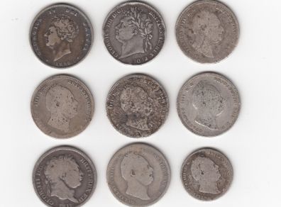 G.B. 9 x 92.5% Silver Coins ( no.496)