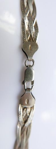 Vintage 925 Sterling Silver 5 Strands Braided Made in ITALY Necklace, length 18" - 16,1g