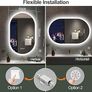 Oval Bluetooth Bathroom Mirror with LED Lights 600x1000mm, Anti-Fog, LED Bathroom Mirror with Memory, 3000K-6500K, Dimmable, HD Tempered Glass, IP44 Waterproof Image 2