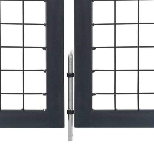 Garden Gate with Posts Steel 350x140 cm Anthracite