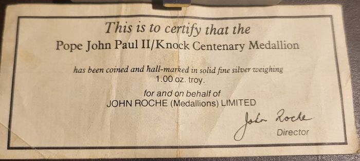 1 ounce silver coin of pope john paul the second