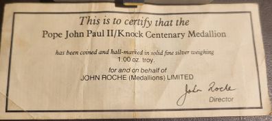 1 ounce silver coin of pope john paul the second