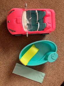 barbie car and swimming pool