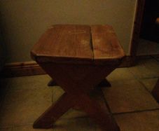 Bespoke once off, solid heavy X style side table