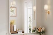 55 x 75cm Rectangle Mirror, Rectangular Hanging Wall Mirror - Home Decorative Wall Mounted Vanity Mirror for Bathroom, Dressing Room &amp; Living Room, White