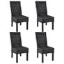Dining Chairs 4 pcs Black Kubu Rattan and Mango Wood Image 2