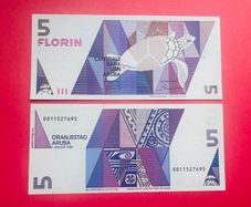 ARUBA  5. FLORIN. 1990  Pick. 6.  ( Uncirculated )