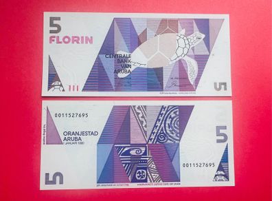 ARUBA  5. FLORIN. 1990  Pick. 6.  ( Uncirculated )