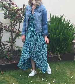 Dancing Leopard Jagger Maxi Dress in Turquoise Leopard Print