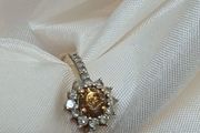 Sparkling Champagne Diamond Halo Ring