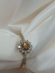 Sparkling Champagne Diamond Halo Ring