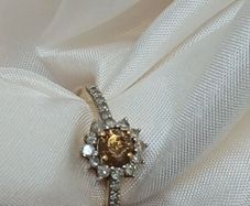 Sparkling Champagne Diamond Halo Ring