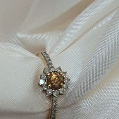 Sparkling Champagne Diamond Halo Ring