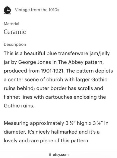 Antique George Jones The Abby Blue Jam Jar