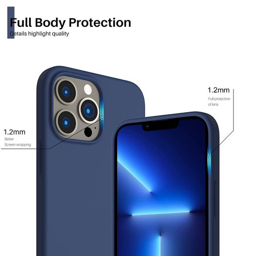 Liquid Silicone Shockproof Case For iPhone 13 Pro Max Luxury Soft Phone Cover Blue New - FHT6IP13PMLK