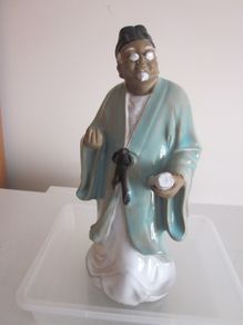 Chinese unusual  Glazed Mudman Pottery Figure 10'' signed