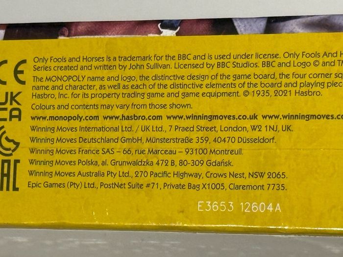 Monopoly Only Fools and Horses Sealed New