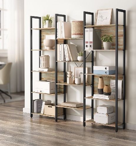 New Bookcase With 14 Shelves (Brown or Greige)  FREE P&P