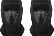 2x Warm Balaclava Full Face Mask Cover with Breathable Mesh Silicone Panel, Winter Fleece Neck Warmer Wind Proof, Fit Helmet Hat for Adults - Elastic Size Universal